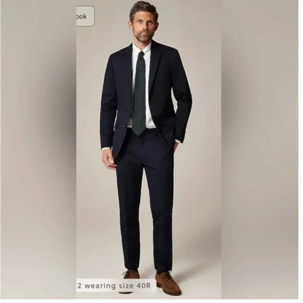 J.Crew Ludlow Slim Fit Suit Jacket 46 46L Blue Cotton Chino CF181 J.Crew Blazer